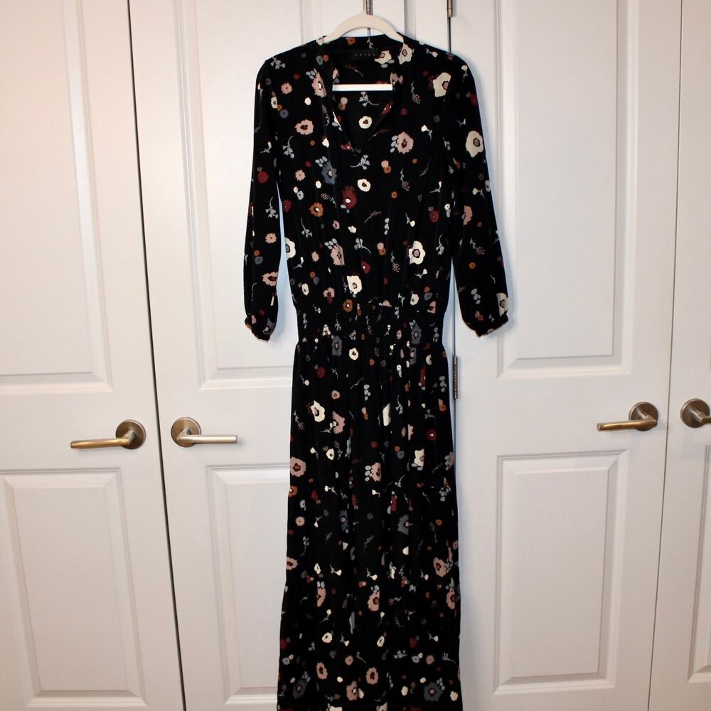 HATCH Maternity Collection Jane Maxi Dress Black Floral Print | 0